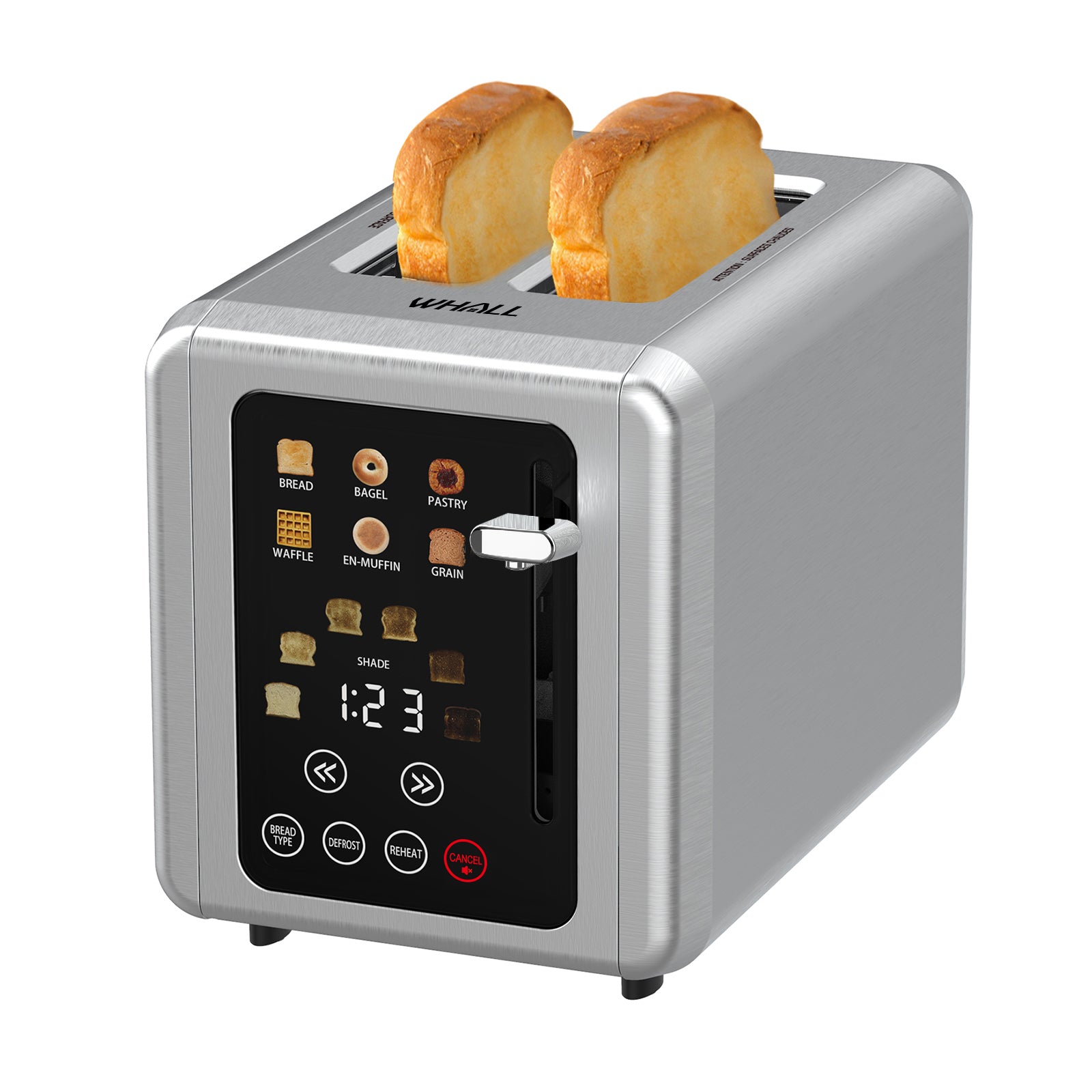 WhallPro® Touch Screen Toaster 2 & 4 Slice | Stainless Steel, Digital Timer, Sound | 6 Bread Types & Shades