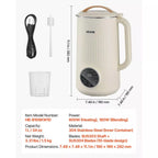 NEW 8-in-1 Nut Milk Maker,41oz Soy Milk Machine with 10 Blades, for Oat,Nut,Soy,Juice,Milkshake & Cereal,Self-Cleaning,Boil Water & 12-Hour Delay