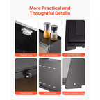 NEW Double Layer Bread Box, Large Bamboo Kitchen Storage Container, Farmhouse Wooden Breadbox with Acrylic Wavy Door Panel, Countertop Storage,Black