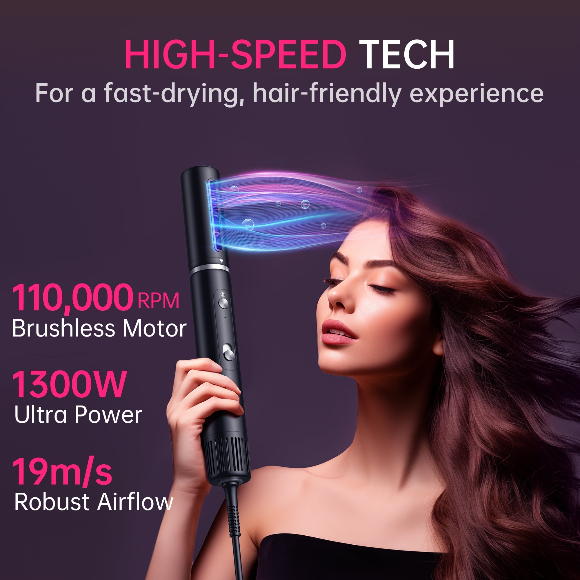 NICEBAY Hair Dryer Brush Blow Dryer Brush in One, Hot Air Styler 1300W