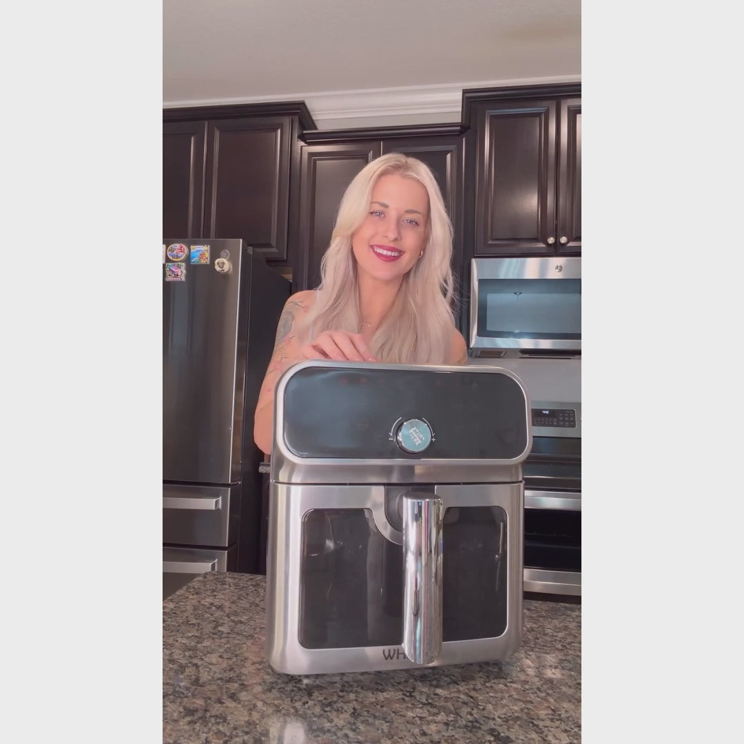 WhallPro 6QT All-Stainless Air Fryer, 8-in-1 Hot Oven with Digital LED Touchscreen & Visible Window