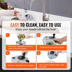 NEW Stainless Steel Salad Spinner, 4.75Qt, One-handed Easy Press Large Vegetable Dryer Washer, Lettuce Cleaner and Dryer with 304 Stainless Steel Bowl, for Greens, Herbs, Berries, Fruits, No BPA