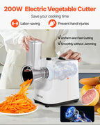 NEW Electric Cheese Grater Salad Maker, 200W Salad Shooter, Electric Vegetable Slicer Shredder Chopper for Fruits with 5 Attachments, Stainless Steel Food Cutter for Vegetables, and Cheeses