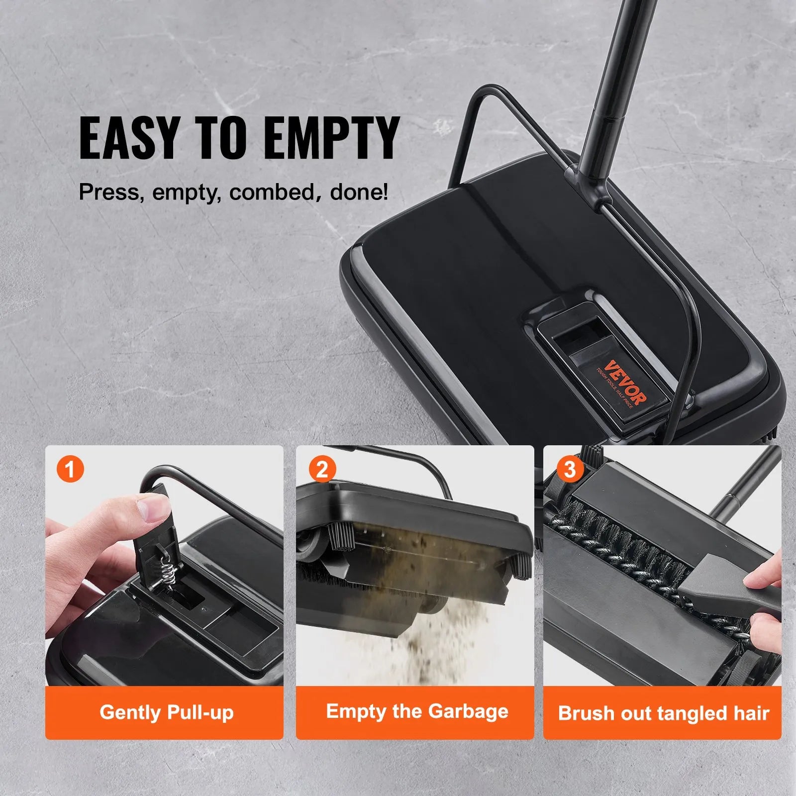 NEW Carpet Sweeper, 7.87 in Sweeping Paths, Floor Sweeper Manual Non Electric, 300 ml Dustbin Capacity with Comb for Home Office Rugs Hardwood Surfaces Wood Floors Laminate, Cleans Dust Pet Hair