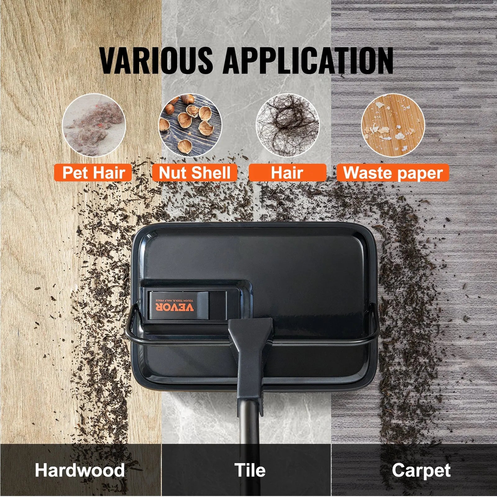NEW Carpet Sweeper, 7.87 in Sweeping Paths, Floor Sweeper Manual Non Electric, 300 ml Dustbin Capacity with Comb for Home Office Rugs Hardwood Surfaces Wood Floors Laminate, Cleans Dust Pet Hair
