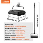 NEW Carpet Sweeper, 7.87 in Sweeping Paths, Floor Sweeper Manual Non Electric, 300 ml Dustbin Capacity with Comb for Home Office Rugs Hardwood Surfaces Wood Floors Laminate, Cleans Dust Pet Hair