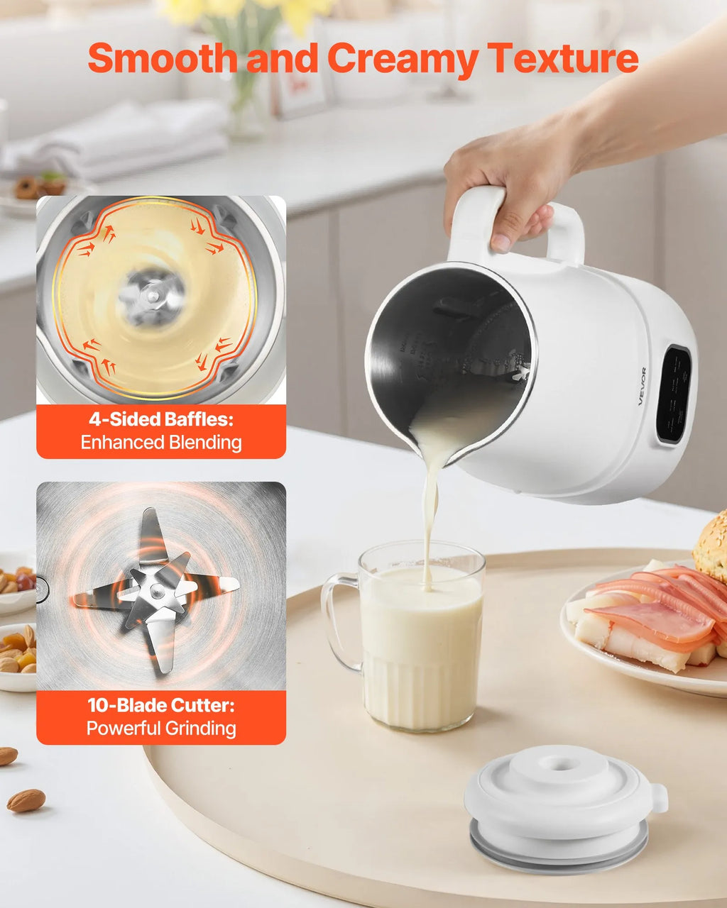 NEW 8-in-1 Nut Milk Maker, 34 oz Soy Milk Maker with 200W Blending, for Homemade Oat, Nut, Soy, Juice, Milkshake, Rice Cereal, Plant-Based Beverages with Self-Cleaning, Boil Water, 12-Hour Delay