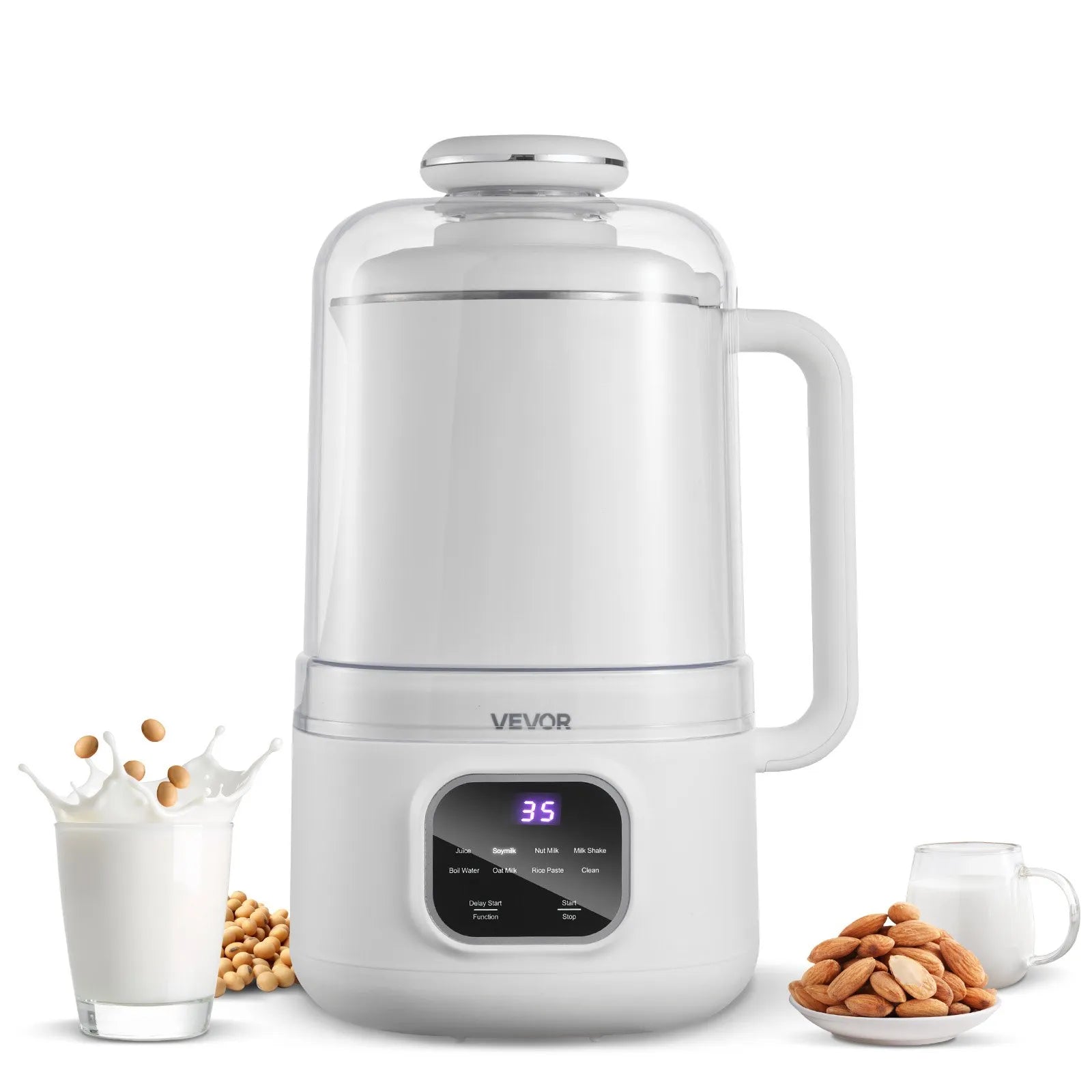 NEW 8-in-1 Nut Milk Maker, 34 oz Soy Milk Maker with 200W Blending, for Homemade Oat, Nut, Soy, Juice, Milkshake, Rice Cereal, Plant-Based Beverages with Self-Cleaning, Boil Water, 12-Hour Delay