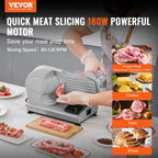 NEW Meat Slicer, 7.5 inch Electric Deli Food Slicer, 180W Meat Cutter with a Premium SUS420 Blade, 0-0.6 inch Adjustable Thickness, Food Slicer Machine for Meat, Hard Bread and Cheese, Home Use