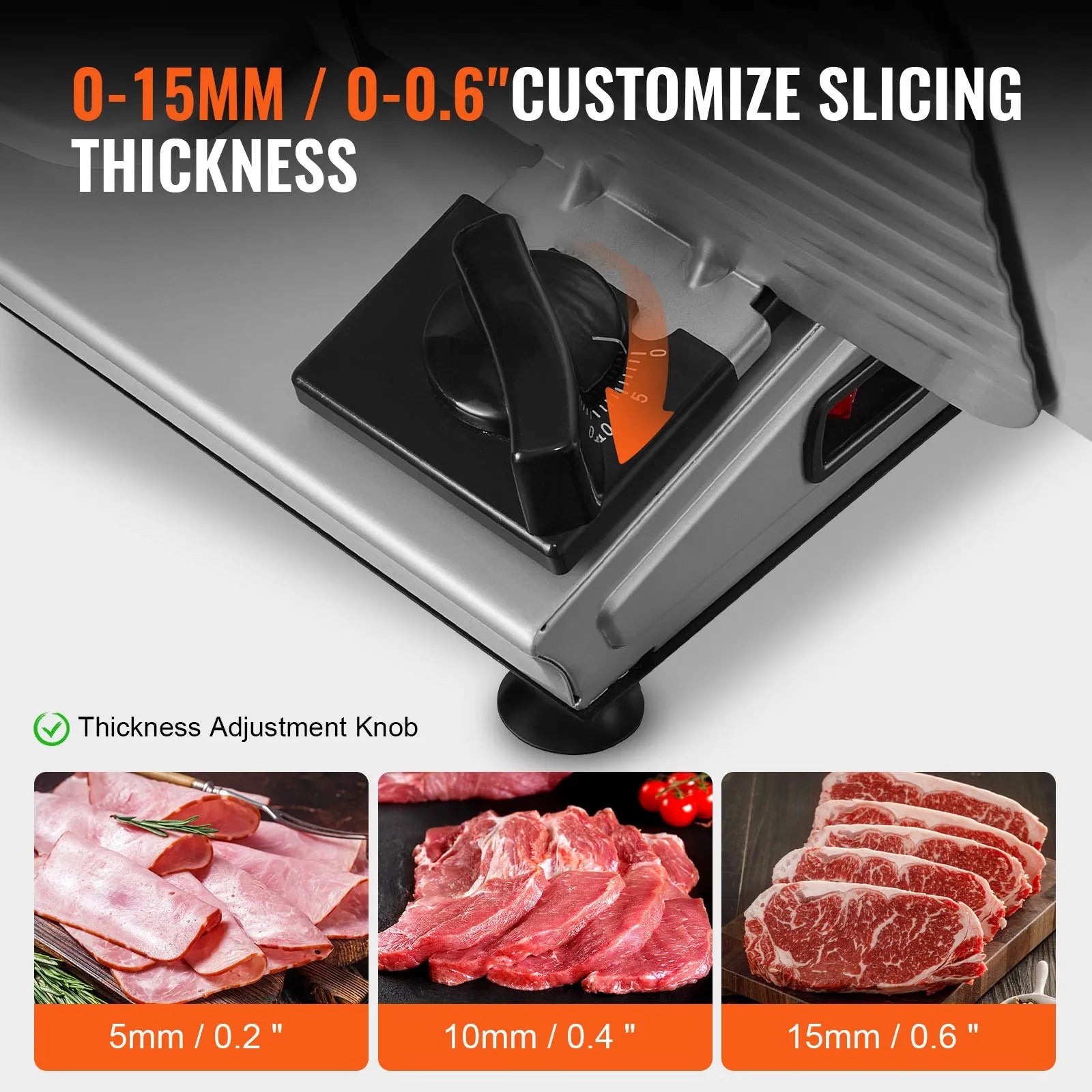 NEW Meat Slicer, 7.5 inch Electric Deli Food Slicer, 180W Meat Cutter with a Premium SUS420 Blade, 0-0.6 inch Adjustable Thickness, Food Slicer Machine for Meat, Hard Bread and Cheese, Home Use