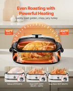 NEW Roaster Oven, 18QT Electric Roaster Oven, 150-450℉ Adjustable Temperature Electric Roasting Pan, Multifunctional Electric Roasters Oven with Self-Basting Lid, Removable Pan and Rack for Holiday