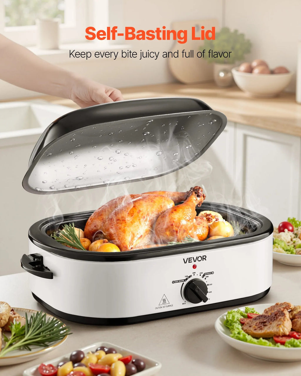 NEW Roaster Oven, 18QT Electric Roaster Oven, 150-450℉ Adjustable Temperature Electric Roasting Pan, Multifunctional Electric Roasters Oven with Self-Basting Lid, Removable Pan and Rack for Holiday