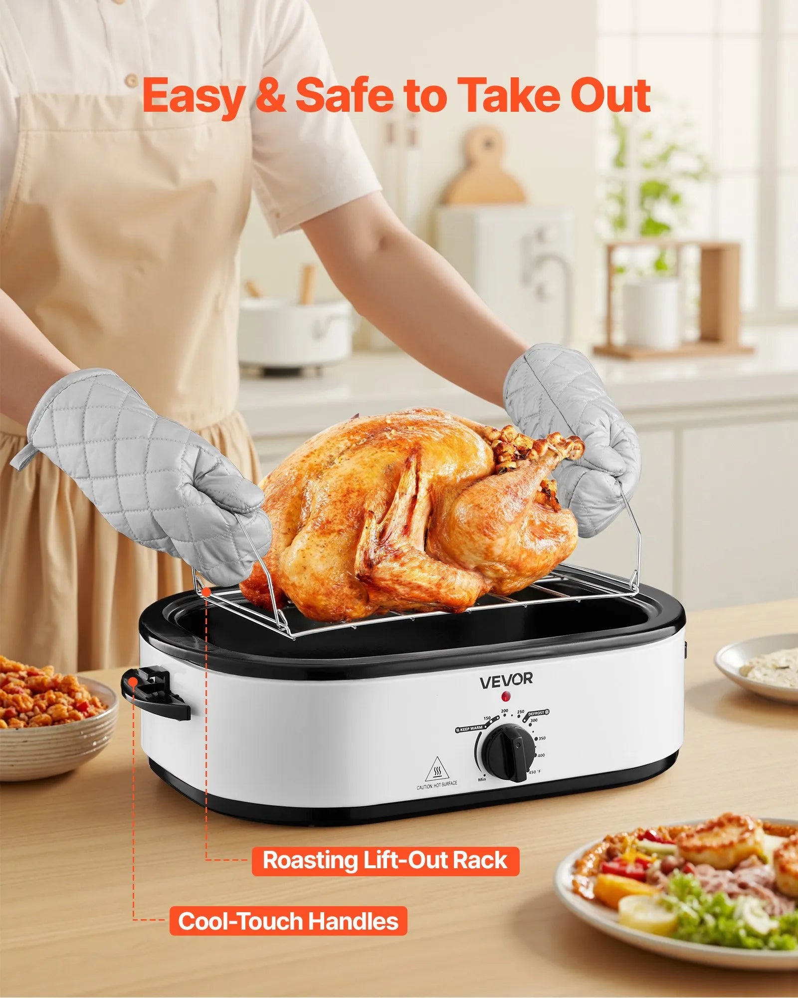 NEW Roaster Oven, 18QT Electric Roaster Oven, 150-450℉ Adjustable Temperature Electric Roasting Pan, Multifunctional Electric Roasters Oven with Self-Basting Lid, Removable Pan and Rack for Holiday