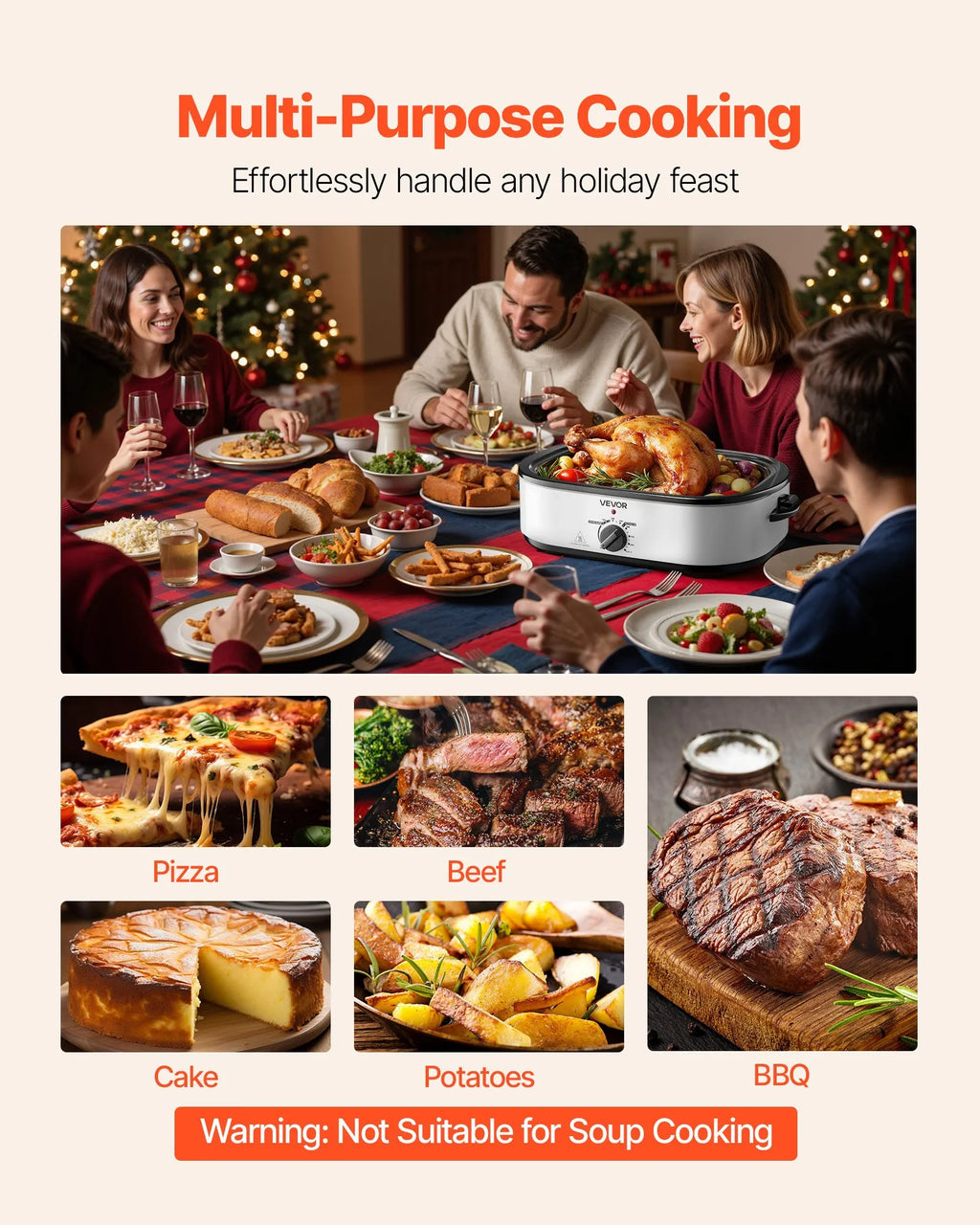 NEW Roaster Oven, 18QT Electric Roaster Oven, 150-450℉ Adjustable Temperature Electric Roasting Pan, Multifunctional Electric Roasters Oven with Self-Basting Lid, Removable Pan and Rack for Holiday