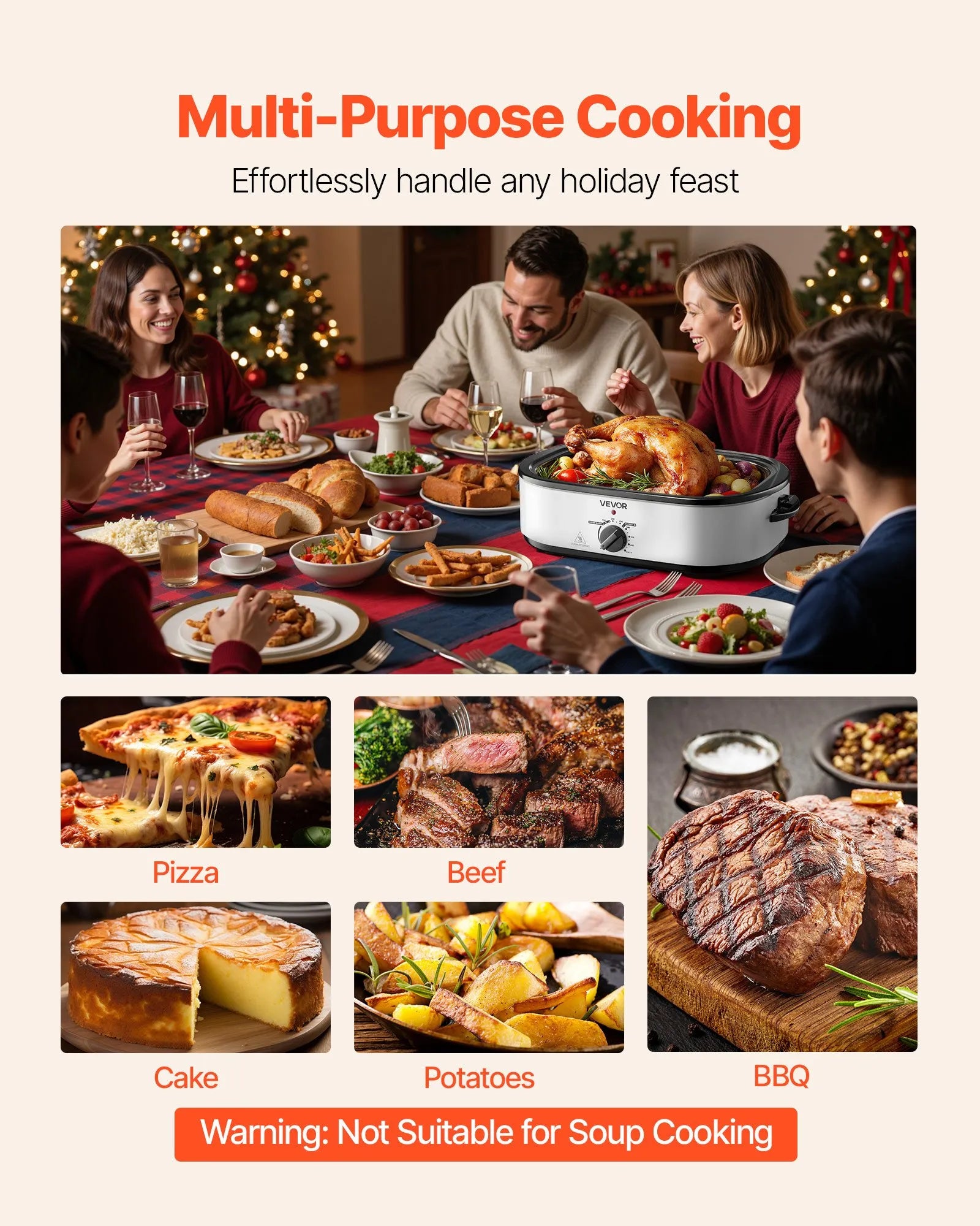 NEW Roaster Oven, 18QT Electric Roaster Oven, 150-450℉ Adjustable Temperature Electric Roasting Pan, Multifunctional Electric Roasters Oven with Self-Basting Lid, Removable Pan and Rack for Holiday