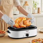 NEW Roaster Oven, 18QT Electric Roaster Oven, 150-450℉ Adjustable Temperature Electric Roasting Pan, Multifunctional Electric Roasters Oven with Self-Basting Lid, Removable Pan and Rack for Holiday