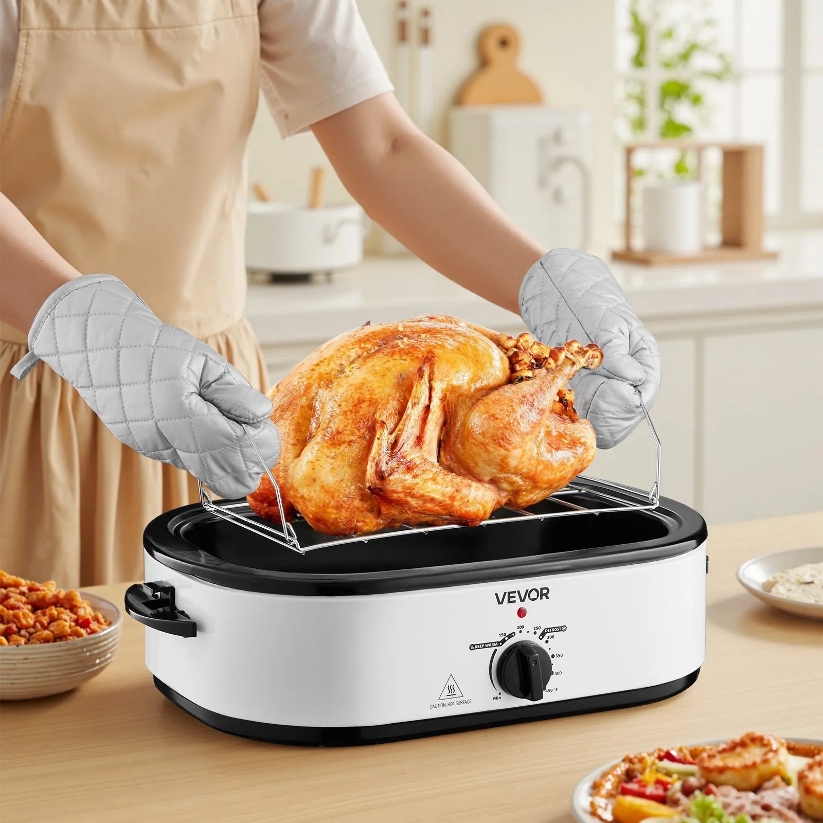 NEW Roaster Oven, 18QT Electric Roaster Oven, 150-450℉ Adjustable Temperature Electric Roasting Pan, Multifunctional Electric Roasters Oven with Self-Basting Lid, Removable Pan and Rack for Holiday