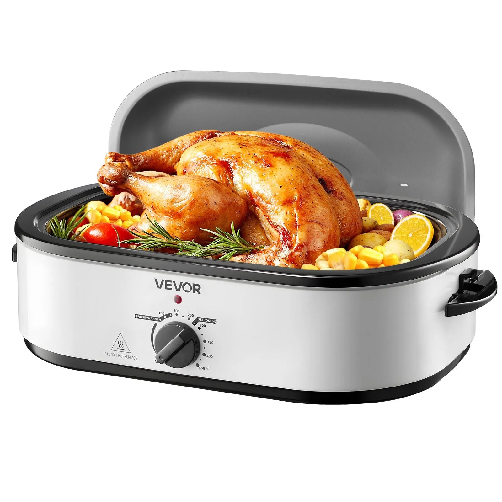 NEW Roaster Oven, 18QT Electric Roaster Oven, 150-450℉ Adjustable Temperature Electric Roasting Pan, Multifunctional Electric Roasters Oven with Self-Basting Lid, Removable Pan and Rack for Holiday