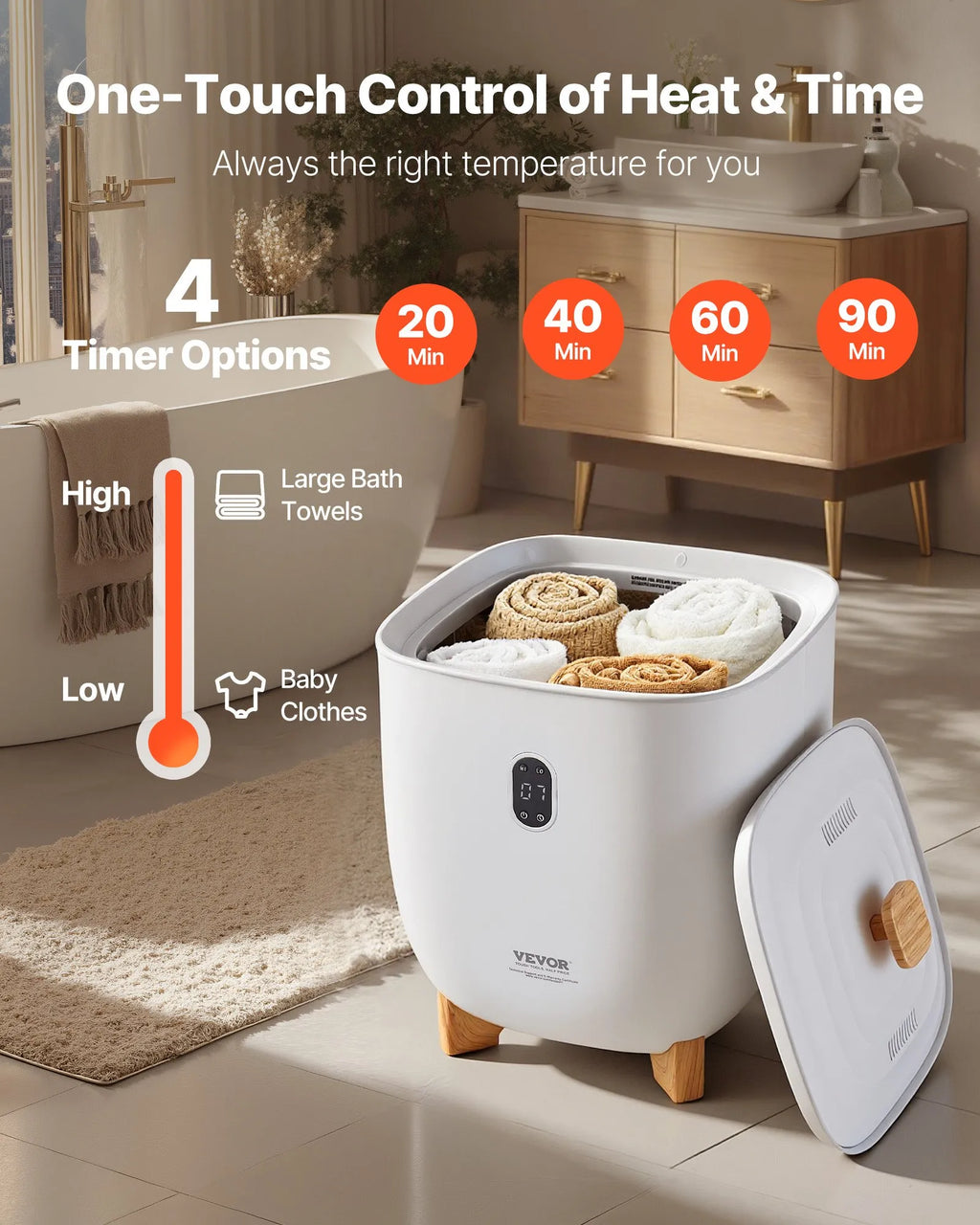 NEW Towel Warmers for Bathroom, 25 L Towel Warmer Bucket with Auto Shut Off for Spa Fits up to 5 Oversized Bath Towels, Blankets, Clothes, Bathrobes, PJ's and More