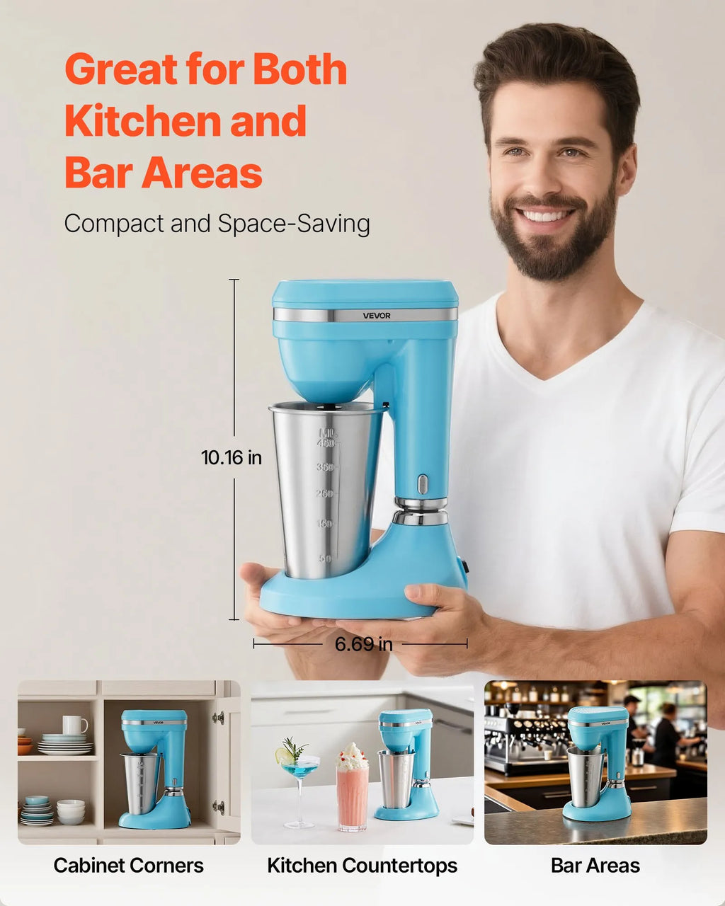 NEW Milkshake Maker, 100W Milk Shake Maker Mixer, Single Head Drink Mixer Blender Machine, Dual-Speed Adjustment Milkshake Blender with Stainless Steel Cup, for Home, Kitchen, Bar & Beverage Shop