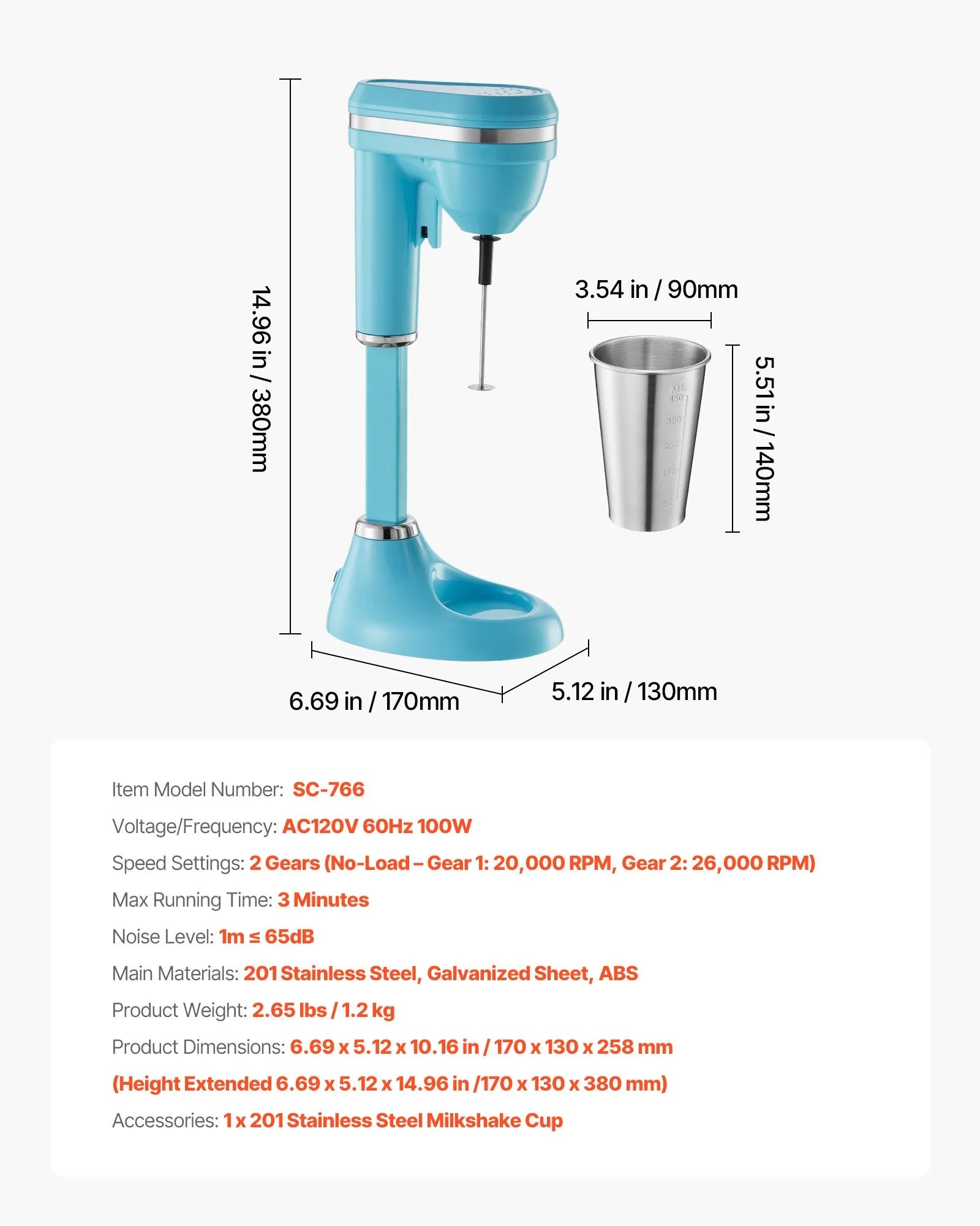 NEW Milkshake Maker, 100W Milk Shake Maker Mixer, Single Head Drink Mixer Blender Machine, Dual-Speed Adjustment Milkshake Blender with Stainless Steel Cup, for Home, Kitchen, Bar & Beverage Shop