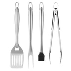 NEW Grilling Accessories, 4PCS BBQ Grill Tool Set, Heavy Duty Stainless Steel Barbecue Tools, Kitchen Utensils with Tong, Spatula, Fork, Brush, for Outdoor Grills, Gift for Father Men Husband