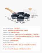 NEW Egg Pan, 4-Cup Nonstick Egg Frying Pan, Aluminum Breakfast Omelette Skillet for Pancakes, Hamburgers, Sandwiches, with Lid, Oil Brush, Scraper, Compatible with Gas Stove & Induction Cookware