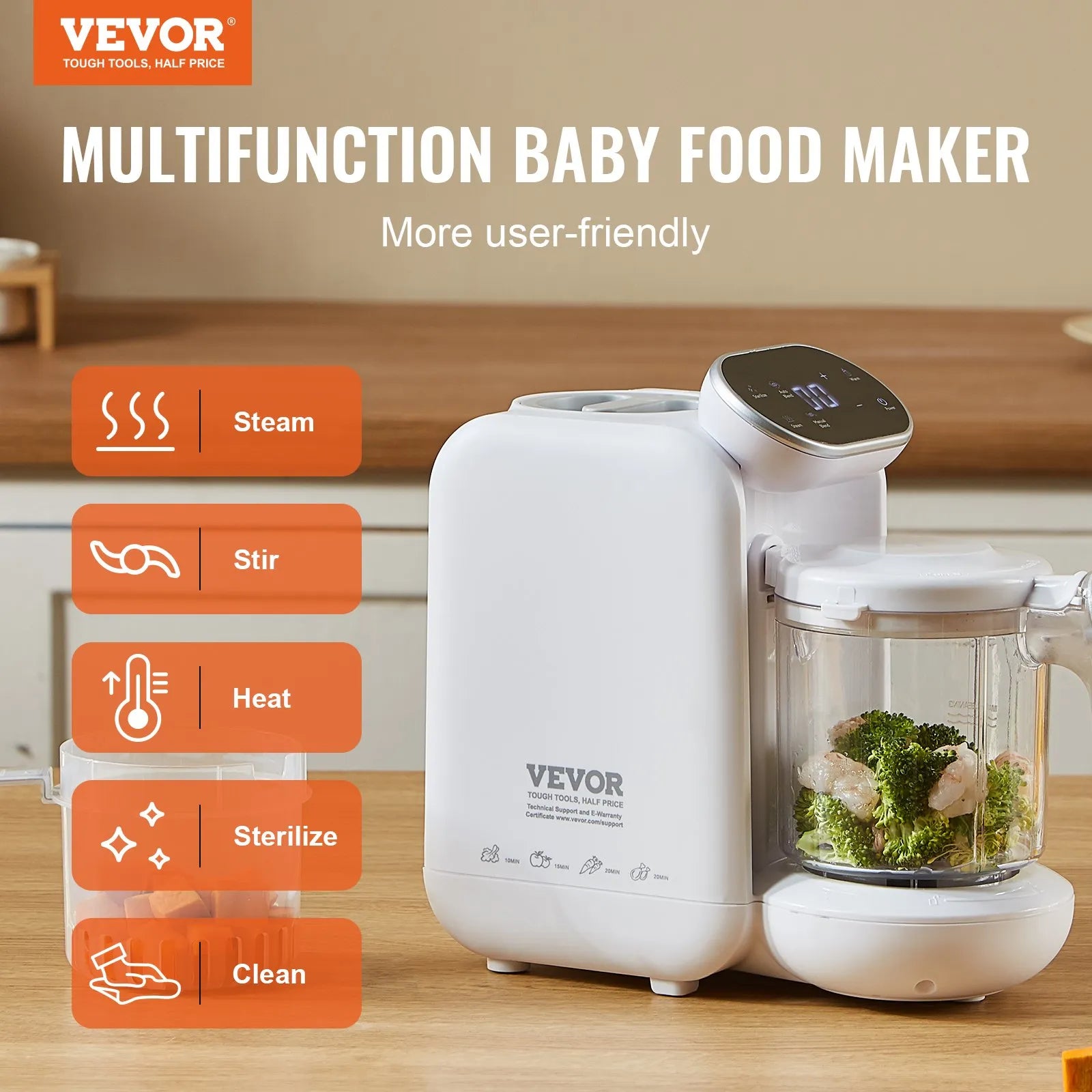 NEW Baby Food Maker, 430W Baby Food Processor with 750 ml Tritan Bowl, SUS304 Stainless Steel, 5 in 1 Baby Food Puree Blender Steamer Grinder for Food, Fruit, Vegetable, Meat