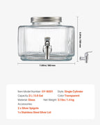 NEW Beverage Dispenser, 0.8 Gallon Drink Dispensers for Parties, Glass Juice Dispenser with No-Drip Spigot and Lid, Iced Tea Lemonade Juice Water Dispensers for Restaurants, Hotels, Parties