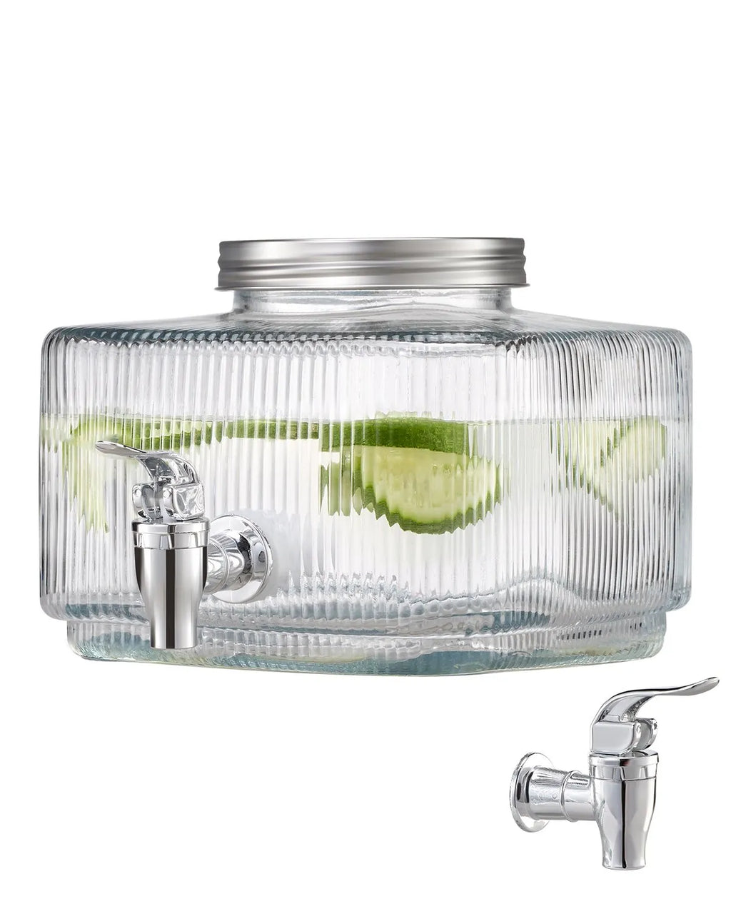 NEW Beverage Dispenser, 0.8 Gallon Drink Dispensers for Parties, Glass Juice Dispenser with No-Drip Spigot and Lid, Iced Tea Lemonade Juice Water Dispensers for Restaurants, Hotels, Parties