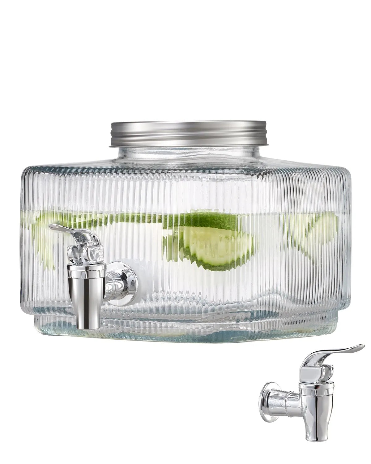 NEW Beverage Dispenser, 0.8 Gallon Drink Dispensers for Parties, Glass Juice Dispenser with No-Drip Spigot and Lid, Iced Tea Lemonade Juice Water Dispensers for Restaurants, Hotels, Parties