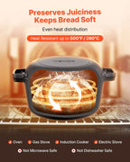 NEW Cast Iron Dutch Oven, 2-in-1 Pre-Seasoned Pot with Skillet Lid, 5QT Cookware Pan with Proofing Basket, Bread Baking Accessories, Bread-Oven Compatible 500℉