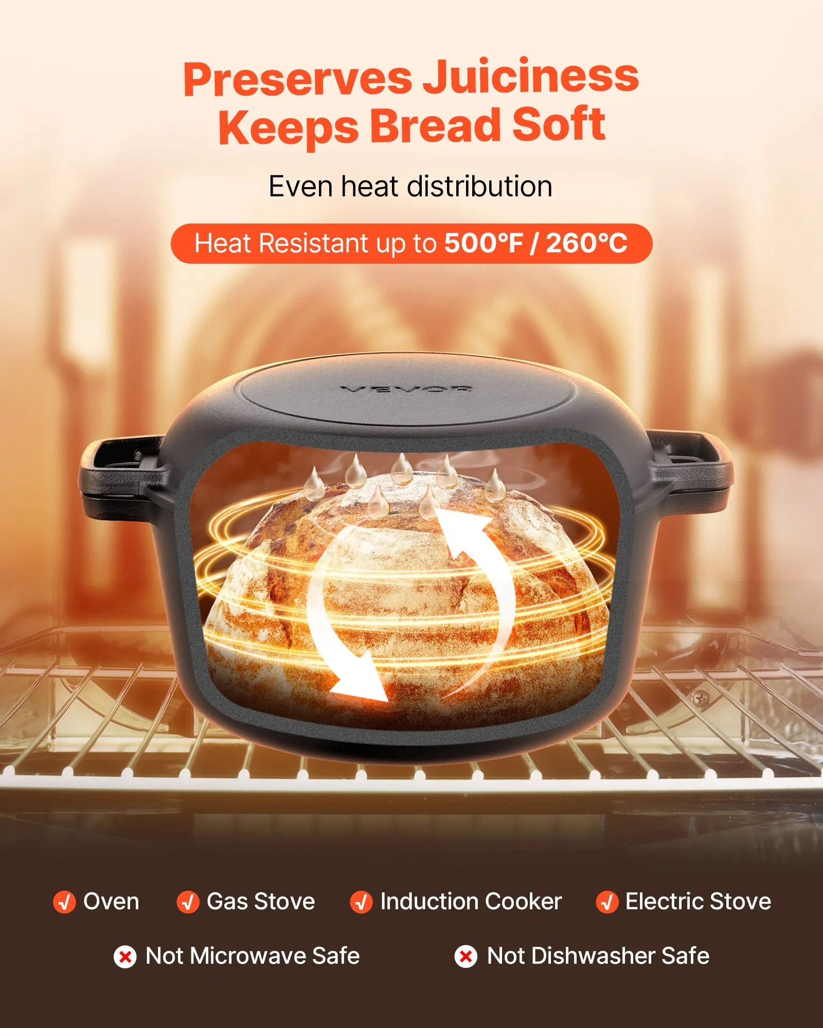 NEW Cast Iron Dutch Oven, 2-in-1 Pre-Seasoned Pot with Skillet Lid, 5QT Cookware Pan with Proofing Basket, Bread Baking Accessories, Bread-Oven Compatible 500℉
